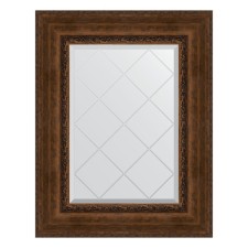 Mirror with engraving in the baguette frame, aged bronze with an ornament of 120 mm, 62x80 cm