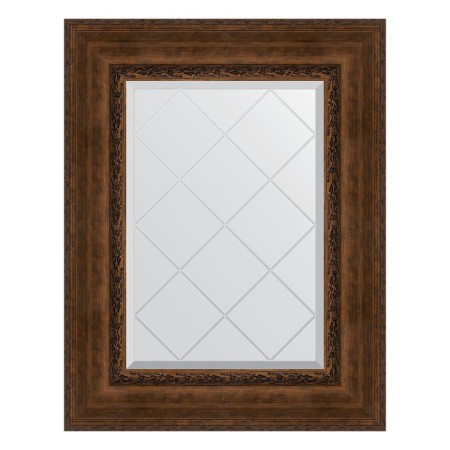 Mirror with engraving in the baguette frame, aged bronze with an ornament of 120 mm, 62x80 cm