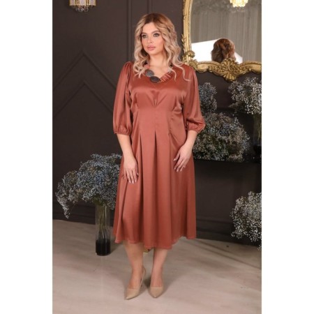 Female dress, size 52, terracotta color-6
