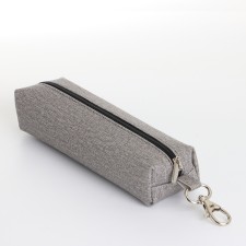Key of zipper, length 16 cm, ring, carbine, gray color