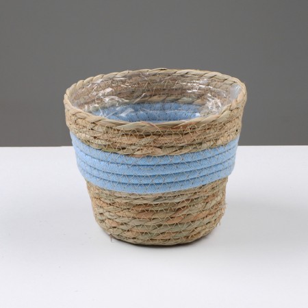 Kashpo wicker "Namibia", 15.5x15.5x13.5 cm, natural, blue-1