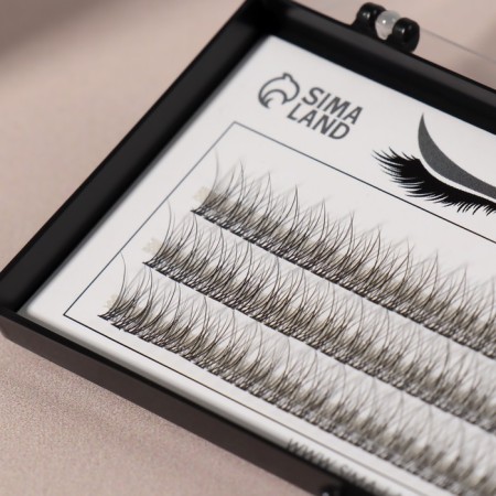 A set of overhead eyelashes "Lastochkin tail", bundles, 10 mm, thickness 0.07 mm, bend C, 12 D-3