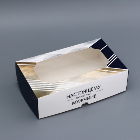 Gift folding box with a window, "real man", 25 x 15 x 7 cm-1