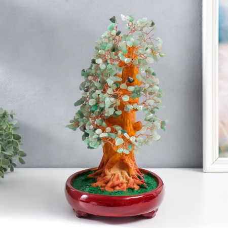 Bonsai souvenir "Cash tree with green pebbles" 450 stones 32x17x27 cm-3