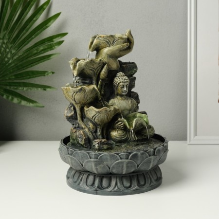 The desktop fountain from the Buddha with Flower Waterfall network is gray 20.5x20.5x27 cm-2