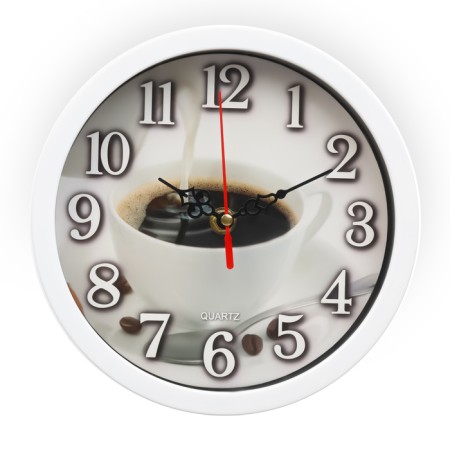 Wall clock, series: kitchen, "cup of coffee", smooth move, d-20 cm