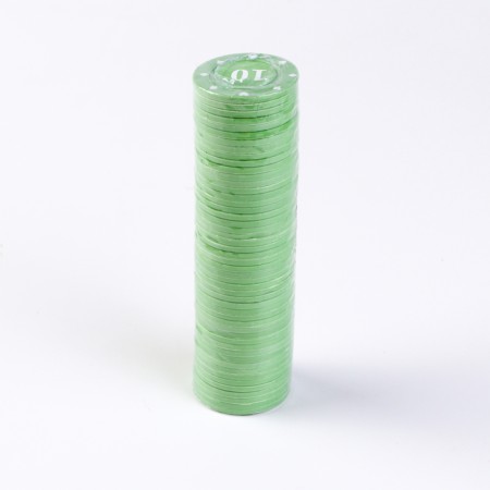 A set of chips with denomination No. 10, 50 pcs, plain, green-1