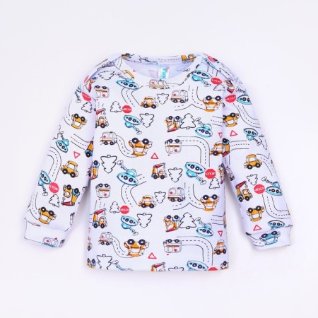 Sweater for a boy, white/transport, height 68-74