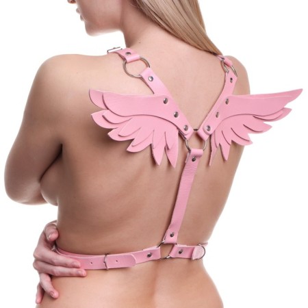 BDSM Podsm Oka-horses, with wings, on the chest, eco-leather, sizes OS, pink-1