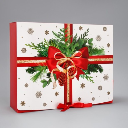 Gift Gift "Red Banting, embossing", 31 x 24.5 x 8 cm, New Year-1