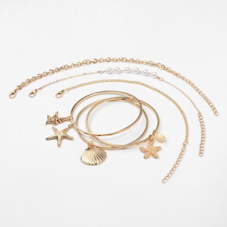 Set of 6 items: 6 Bracelets "Sea", Color Gold