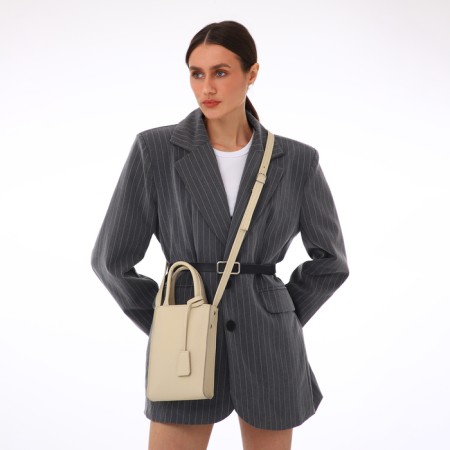 Women's bag over the shoulder Textura, small size, beige color-8