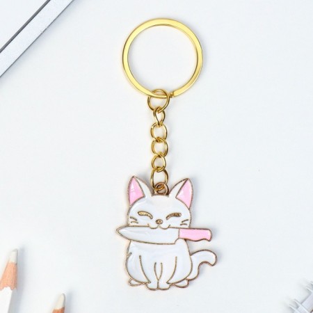 A keychain for children's, metal "cat", 3.6 x 4 cm-1