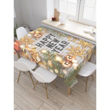 The tablecloth on the table 