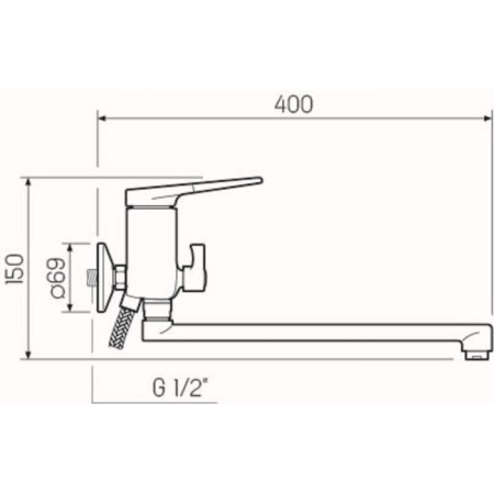 Bath mixer "RMS" SL121-006E, pour 350 mm, shower set, brass, chrome-4