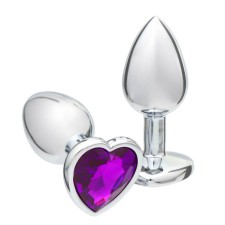 Anal traffic jam-hoods, silver, purple crystal, in the shape of a heart, d = 28 mm