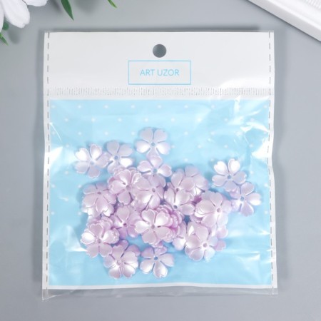 Beads for creativity plastic "Flower Pearl" set 40 pcs lilac 1.5x1.5 cm-3