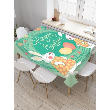 The tablecloth "Family pairs of bunnies", rectangular, Saten, size 145x180 cm