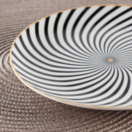 Ceramic dessert “spiral” plate, d = 20.5 cm, black and white color-1