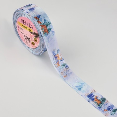 Satiner tape "Fairytale Forest", 25 mm, 23 ± 1 m-1