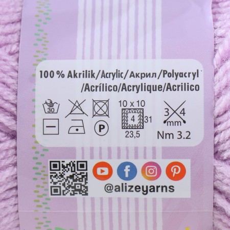 Yarn "Sekerim Bebe" 100% acrylic 320m/100g (27 lilac)-3