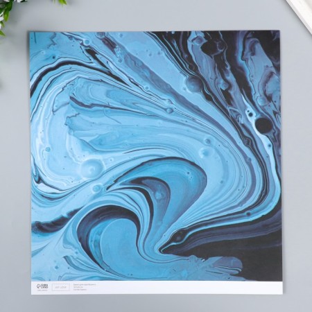 Scrapbooking paper "Blue paint stains" density 180 g 30.5x32 cm-3