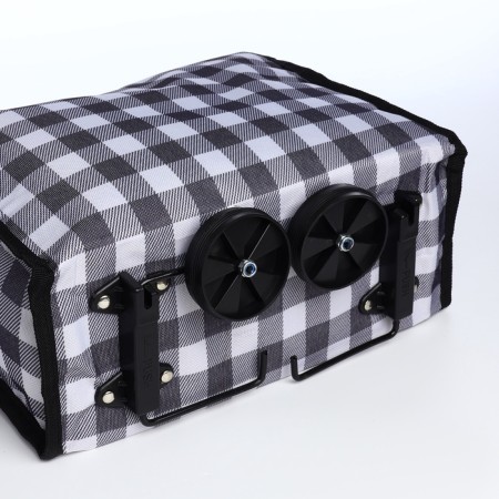 Folding bag on Velcro, 2 wheels, black/white color-4