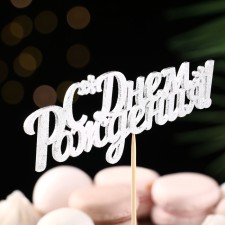 Toppers, silver glitter, with a skewer, 