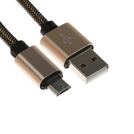 MicroUSB cable - usb, 2.1 a, nylon braid, 2 meters, golden