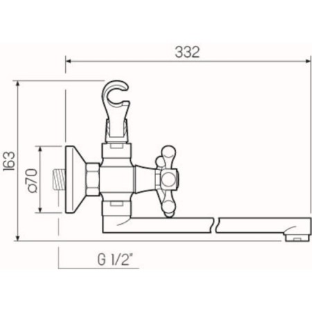 Bath mixer "RMS" SL71-143P, pour 300 mm, shower set, zinc, chromium-4
