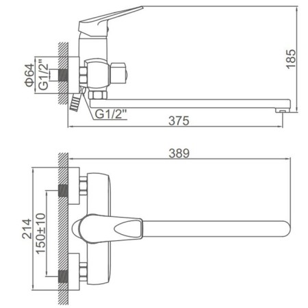 Accoona A7110 bath mixer, single-leaf, 2-mode cartridge, brass, chrome-8