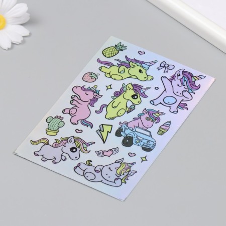 Holographic stickers (stickers) "Unicorns" 10x15 cm, 5-212-2