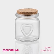Баночка стеклянная для специй с пробковой крышкой Доляна «Парфе», 110 мл, 6×6,5 см