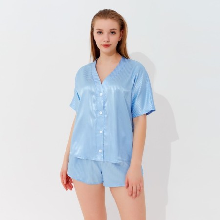 Female pajamas (shirt, shorts) minku: Light Touch, Blue color, size 48-1