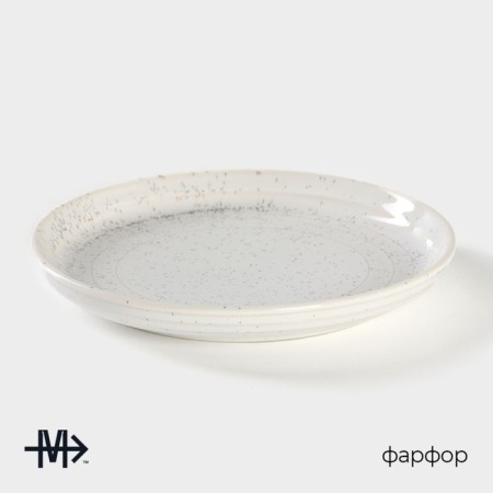Porcelain dessert plate Magistro urban, D = 17 cm, white color in specking-1