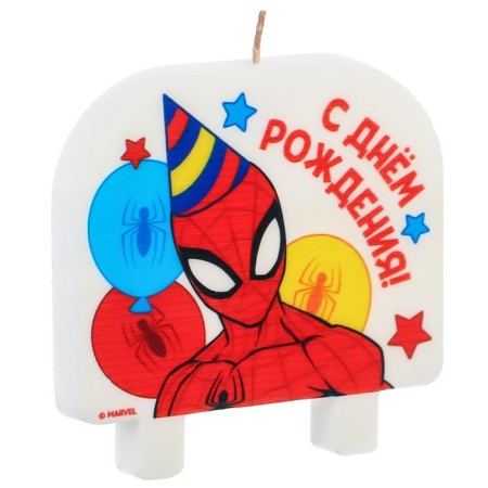 Candle for the cake "Happy Birthday!", 8 x 8 cm, spider-man-1