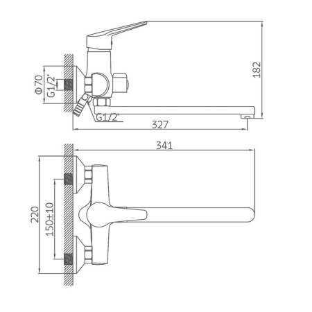 Accoona A7109 bath mixer, single -leaf, pouring 300 mm, with a shower set, chrome-8