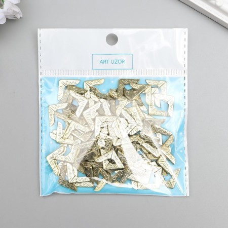 Protective corner for the album Metal "Curls" set 100 pcs gold 1.4x1.4 cm-4
