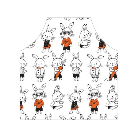 Apron of a kitchen with a photo print "Young rabbits", adjustable, size OS-2