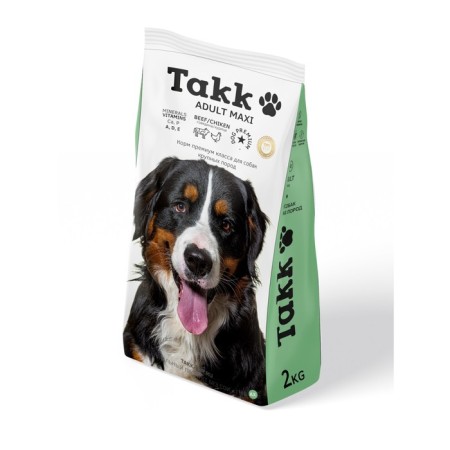 Dry feed TAKK for dogs of large breeds, beef -chicken, 2 kg meat assorted-1