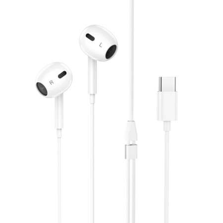 Hoco M101 Max headphones, wired, inserts, Type-C, 1.2 m, white-2