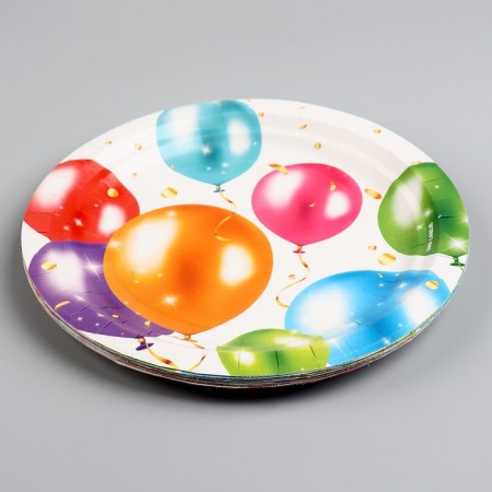 Disposable paper plate "Happy Birthday", balls 18 cm-3