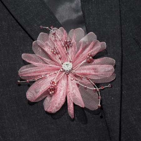 Brooch-stroke textile "flower" echinacea, burgundy color-1