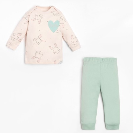 Set: jumper and pants crumb I am a "bunny", height 86-92 cm, beige/olive color