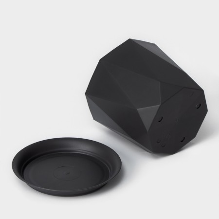 Pot for flowers with a prism palm, 1 l, graphite color-2