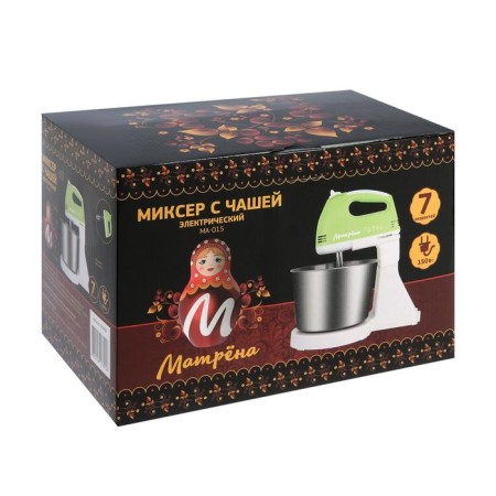 Mixer Matryona MA-015, stationary, 150 watts, 2 l, 7 speeds, white-green-8