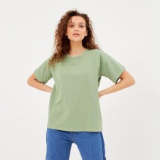 Футболка женская однотонная MINAKU REGULAR FIT: цвет оливковый, р-р 48