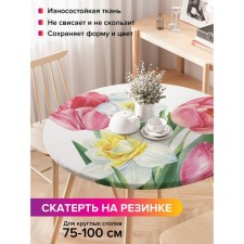 The tablecloth “Spring bouquet”, round, oxford, elastic band, size 120x120 cm, diameter 75-100 cm
