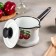 Bucket "Cherry Orchard", 1 l, enameled cover, metal handle, induction, white color