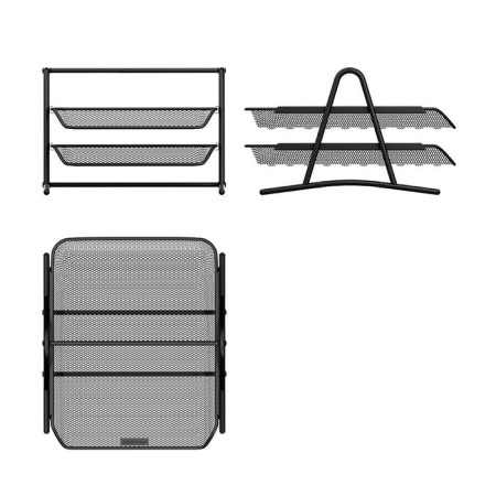 Paper tray is horizontal 2-level, Erichkrause Compass Classic, metal mesh, black-2